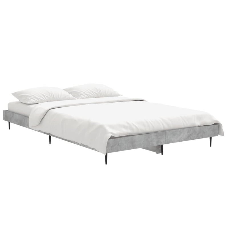 Bed Frame Concrete Grey 120x190 cm Small Double Engineered Wood