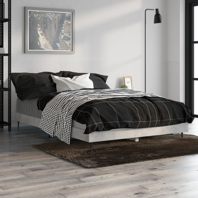 Bed Frame Concrete Grey 120x190 cm Small Double Engineered Wood