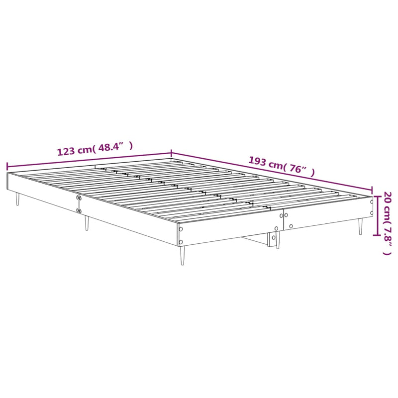 Bed Frame Concrete Grey 120x190 cm Small Double Engineered Wood