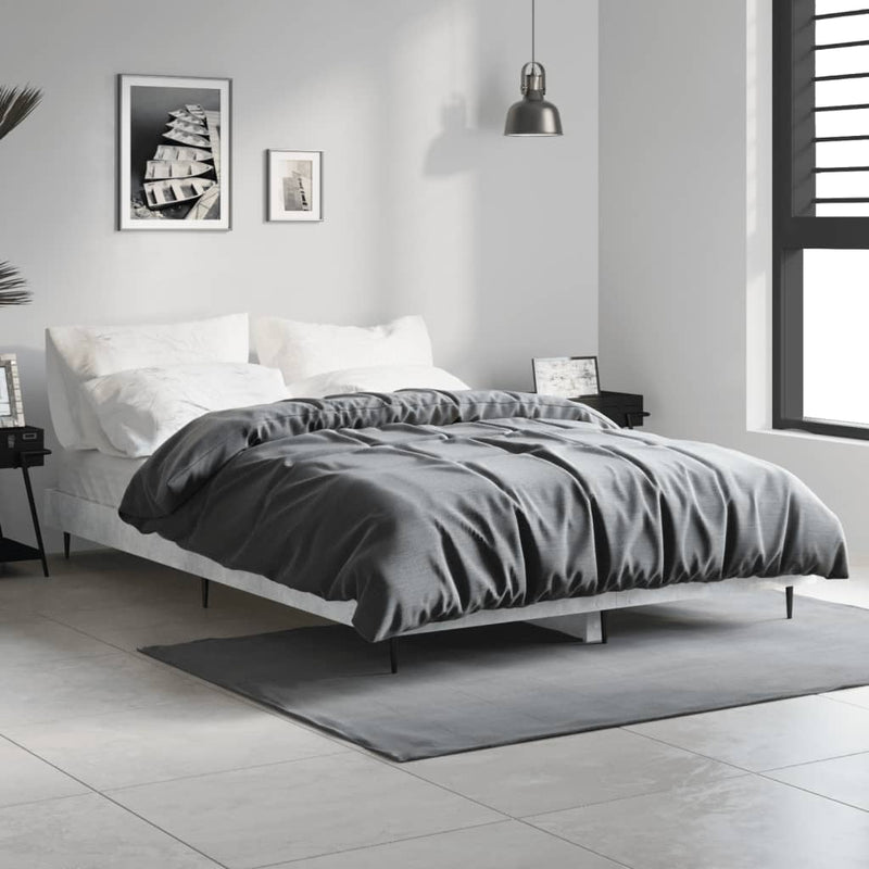 Bed Frame Concrete Grey 120x190 cm Small Double Engineered Wood