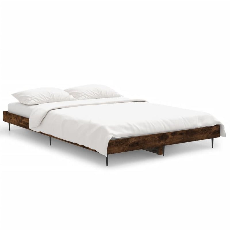 Bed Frame Smoked Oak 120x190 cm Small Double Engineered Wood