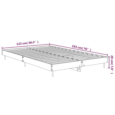 Bed Frame Smoked Oak 120x190 cm Small Double Engineered Wood