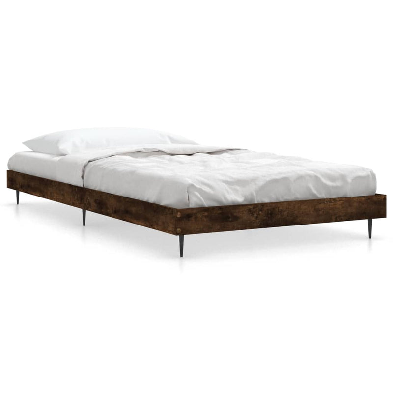 Bed Frame Smoked Oak 90x190 cm Single Engineered Wood