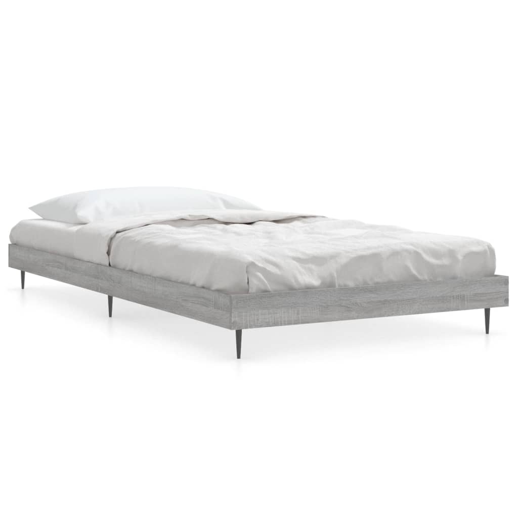 vidaXL Bed Frame without Mattress Grey Sonoma 90x190 cm Single Engineered Wood 2