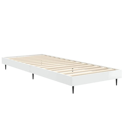 Bed Frame High Gloss White 75x190 cm Small Single Engineered Wood