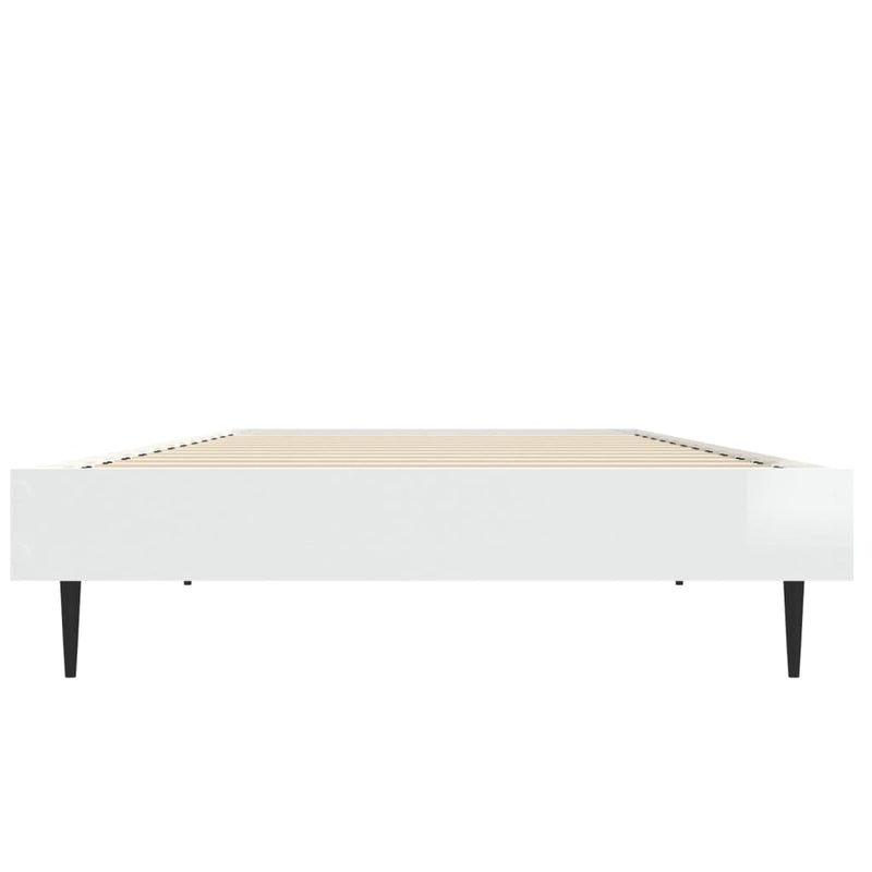 Bed Frame High Gloss White 75x190 cm Small Single Engineered Wood