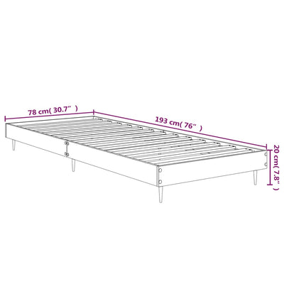 Bed Frame High Gloss White 75x190 cm Small Single Engineered Wood