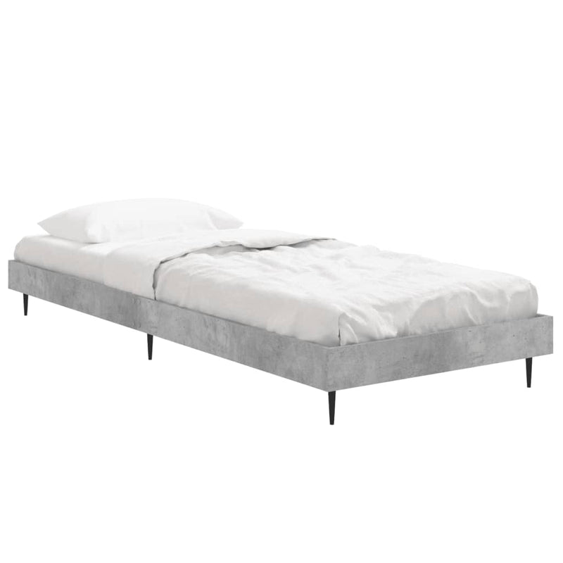 Bed Frame Concrete Grey 75x190 cm Small Single Engineered Wood