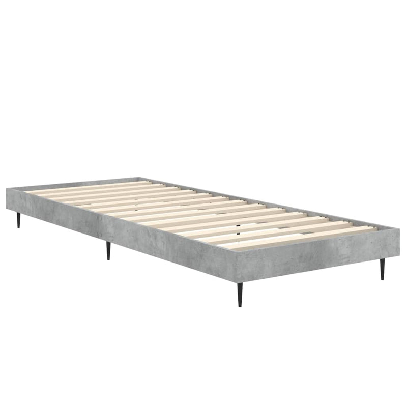 Bed Frame Concrete Grey 75x190 cm Small Single Engineered Wood