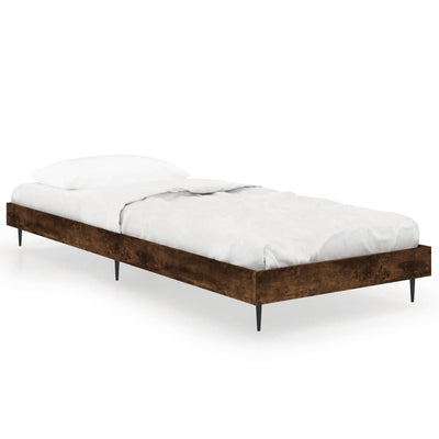 Bed Frame Smoked Oak 75x190 cm Small Single Engineered Wood