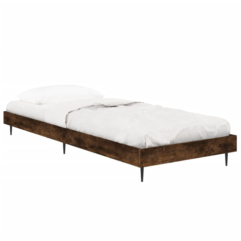 Bed Frame Smoked Oak 75x190 cm Small Single Engineered Wood