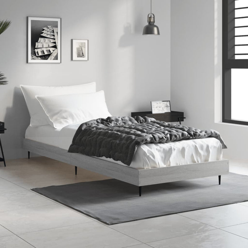 Bed Frame Grey Sonoma 75x190 cm Small Single Engineered Wood