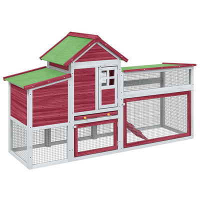 Chicken Coop Red 186.5x58.5x113 cm Solid Wood Pine