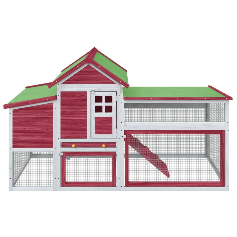 Chicken Coop Red 186.5x58.5x113 cm Solid Wood Pine