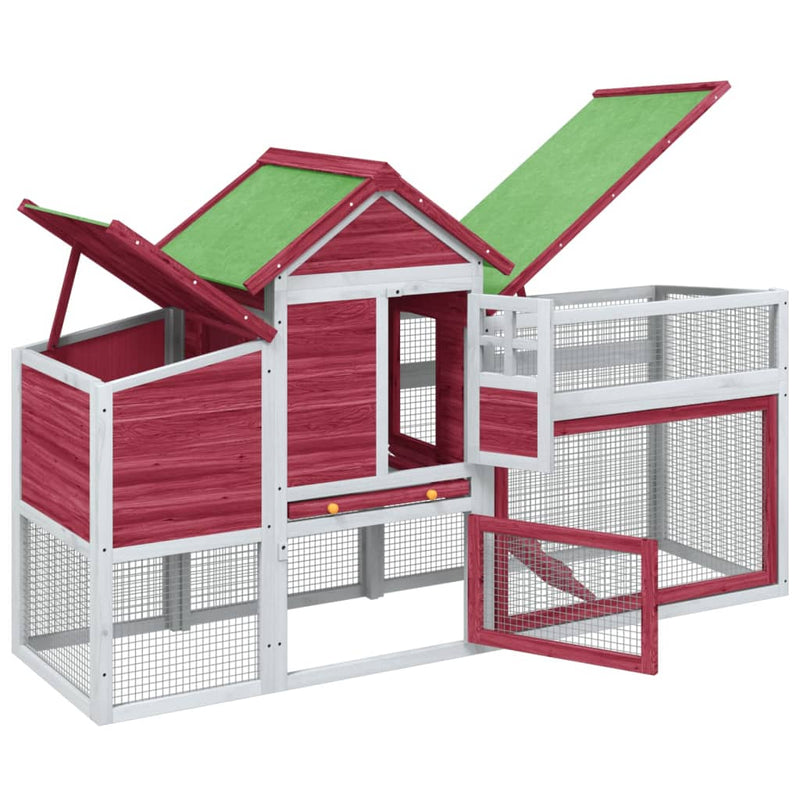 Chicken Coop Red 186.5x58.5x113 cm Solid Wood Pine