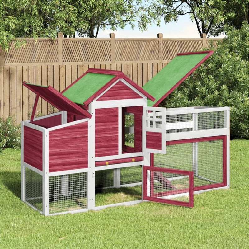 Chicken Coop Red 186.5x58.5x113 cm Solid Wood Pine