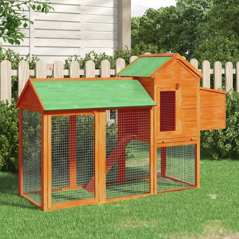 Chicken Coop Brown 193x65x117 cm Solid Wood Pine