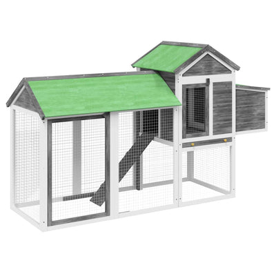 Chicken Coop Grey 193x65x117 cm Solid Wood Pine