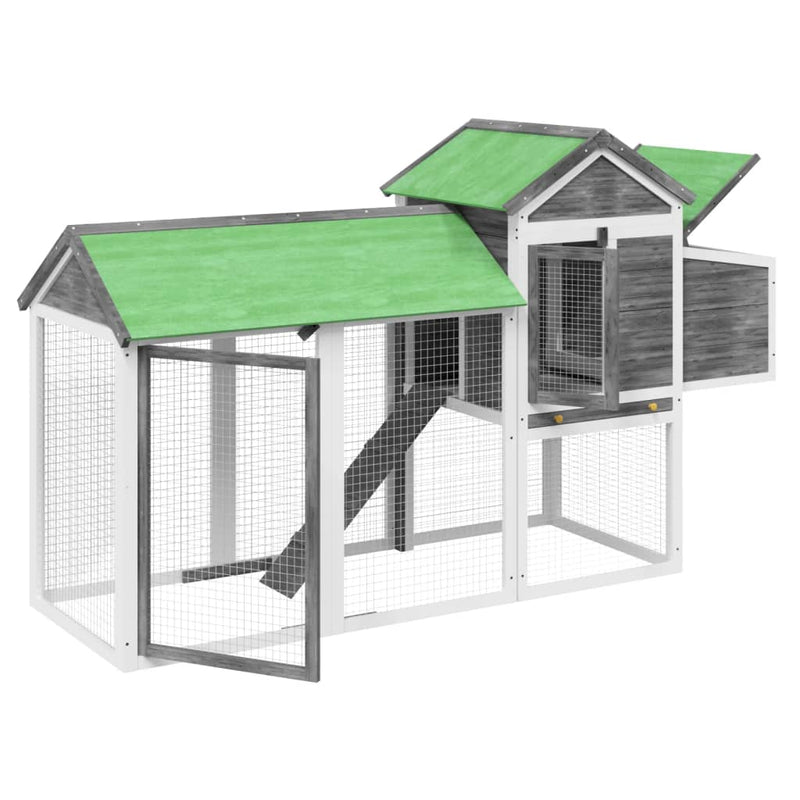 Chicken Coop Grey 193x65x117 cm Solid Wood Pine