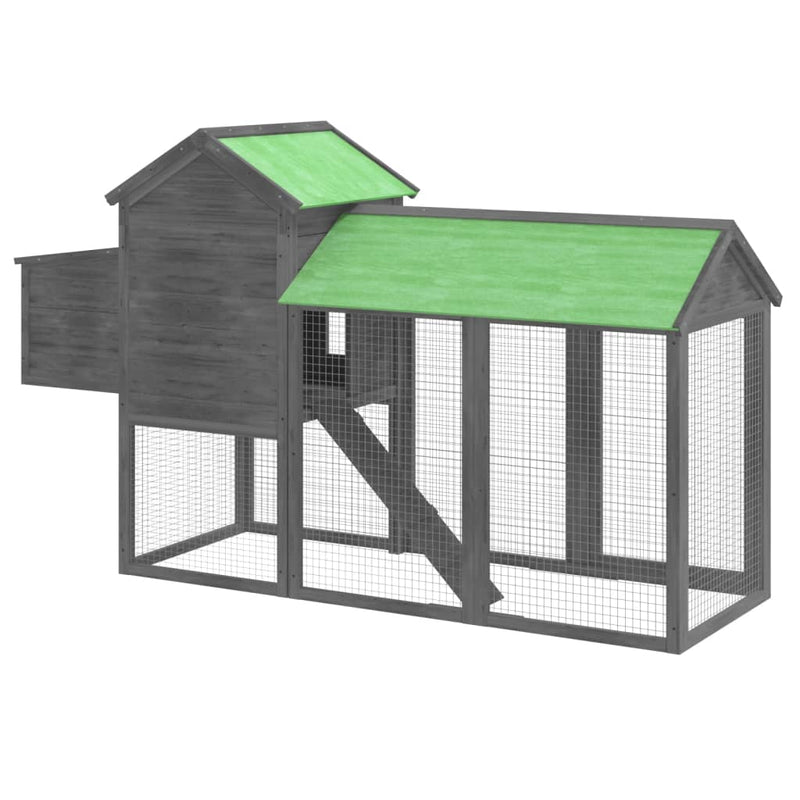 Chicken Coop Grey 193x65x117 cm Solid Wood Pine