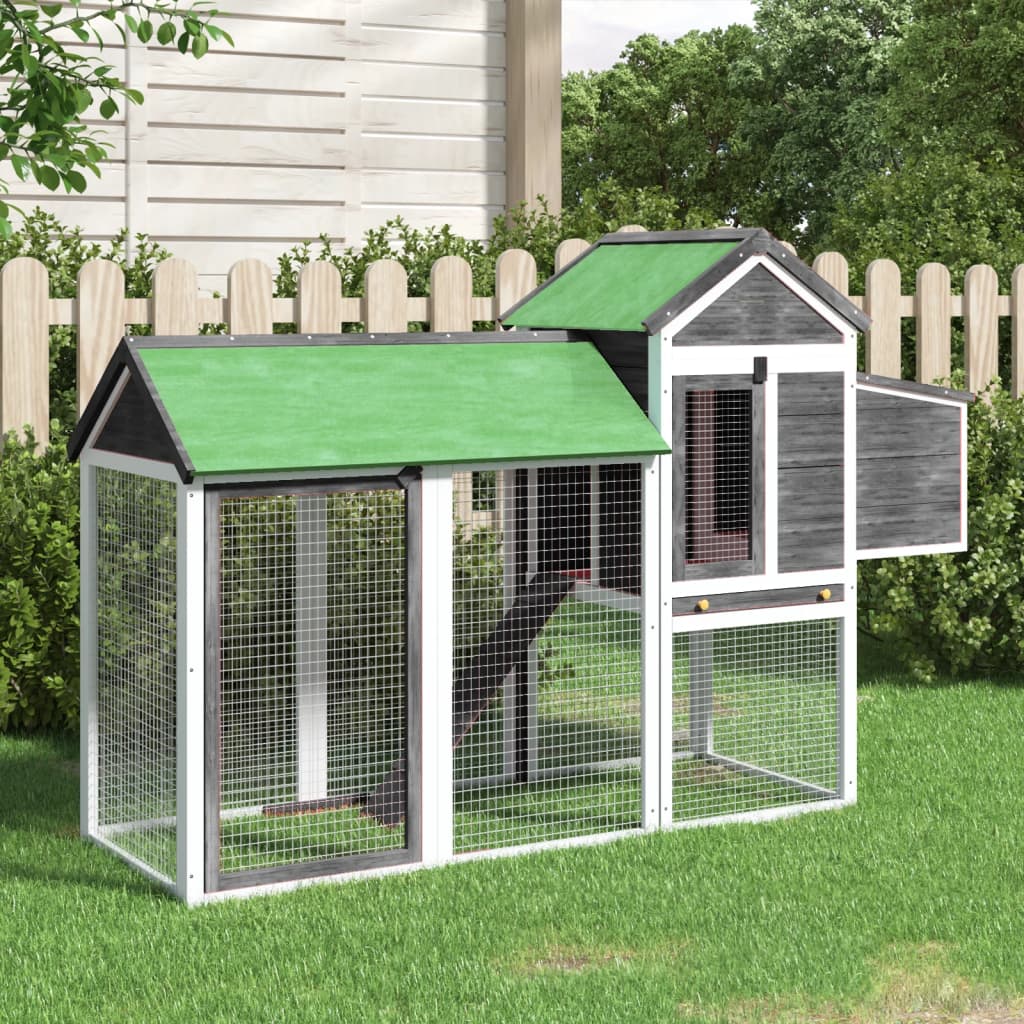 Chicken Coop 193x65x117 cm Solid Wood Pine Grey