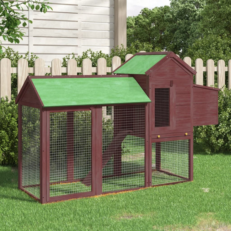 Chicken Coop Mocha 193x65x117 cm Solid Wood Pine