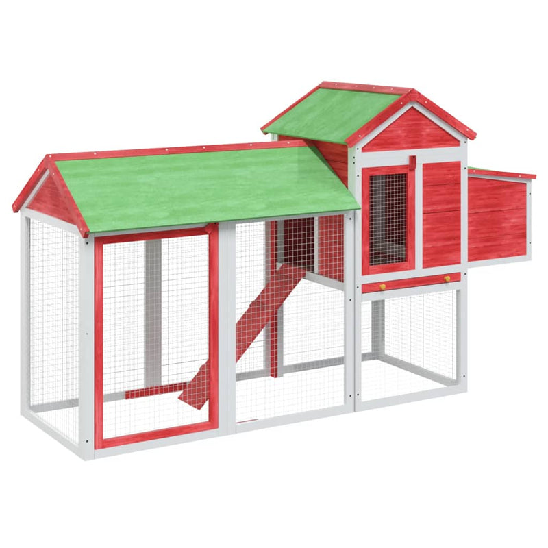 Chicken Coop Red 193x65x117 cm Solid Wood Pine