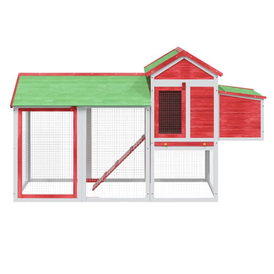 Chicken Coop Red 193x65x117 cm Solid Wood Pine