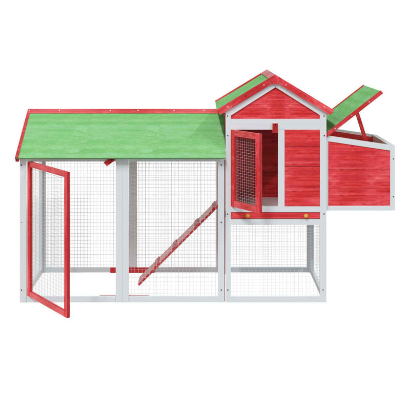 Chicken Coop Red 193x65x117 cm Solid Wood Pine