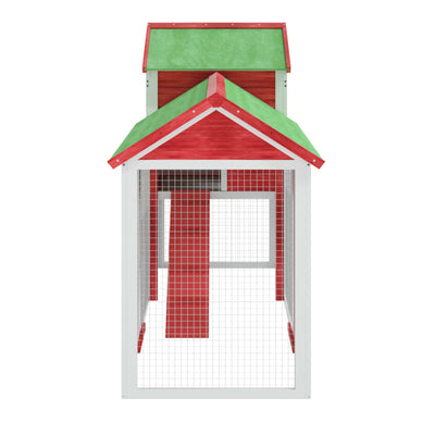 Chicken Coop Red 193x65x117 cm Solid Wood Pine