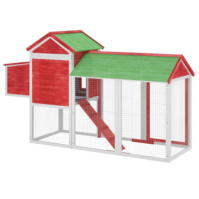 Chicken Coop Red 193x65x117 cm Solid Wood Pine