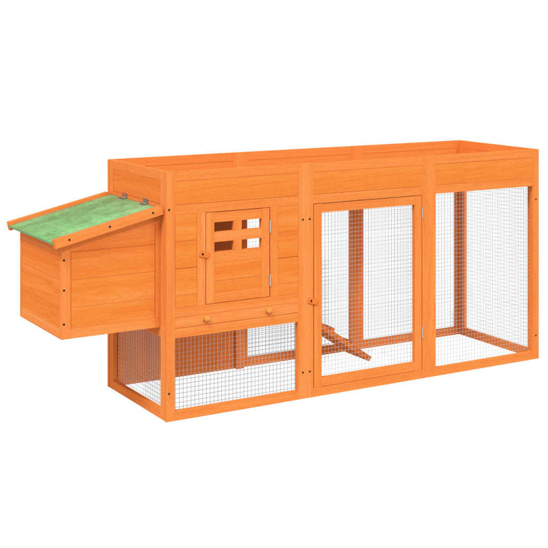 Chicken Coop Brown 204x50x84 cm Solid Wood Pine