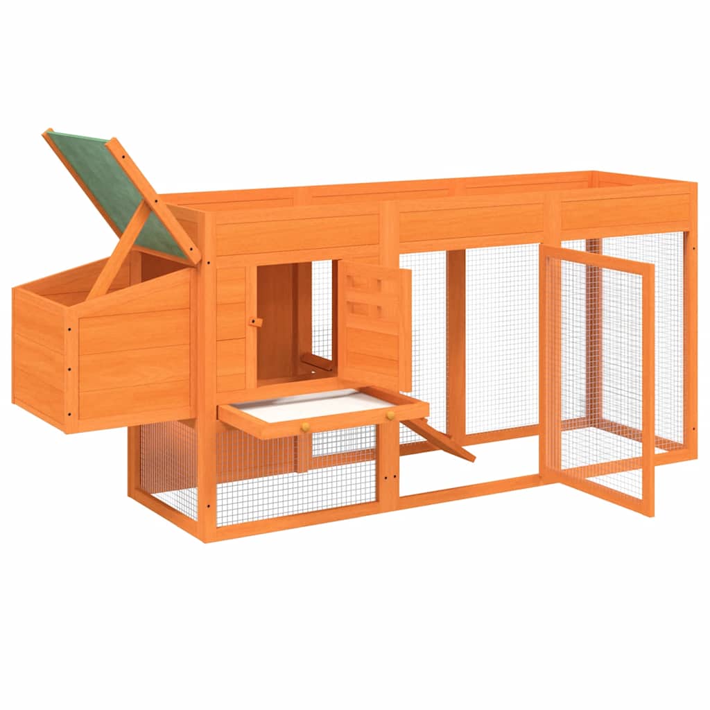 Chicken Coop 204x50x84 cm Solid Wood Pine Brown