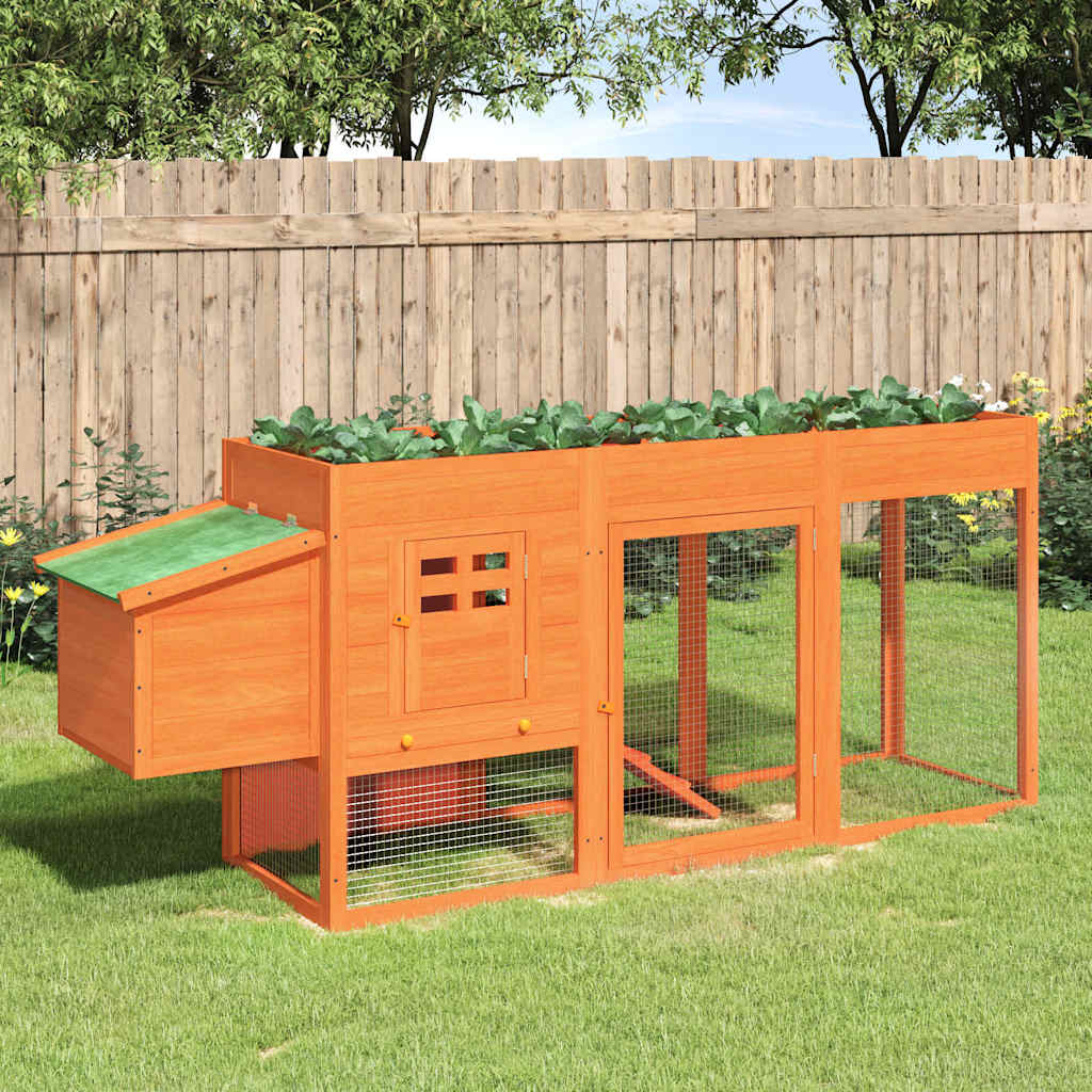 Chicken Coop 204x50x84 cm Solid Wood Pine Brown