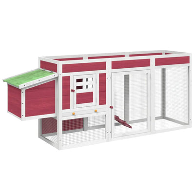 Chicken Coop Red 204x50x84 cm Solid Wood Pine