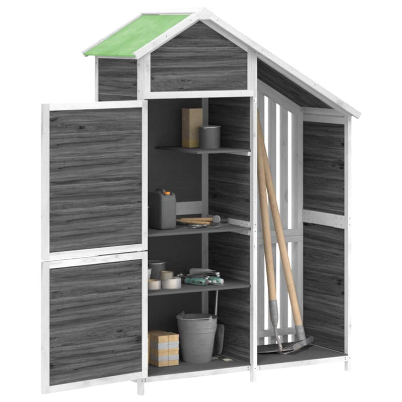 Garden Tool Shed Grey 120x53.5x170 cm Solid Wood Pine