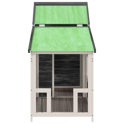 Dog Kennel Grey 143x60.5x109 cm Solid Wood Pine