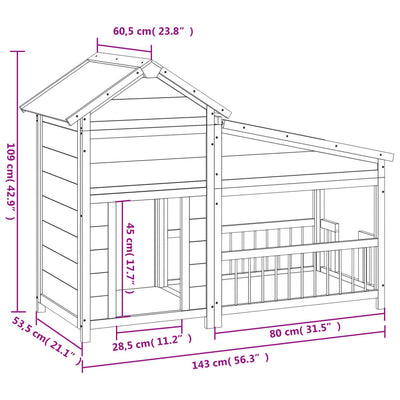 Dog Kennel Mocha 143x60.5x109 cm Solid Wood Pine