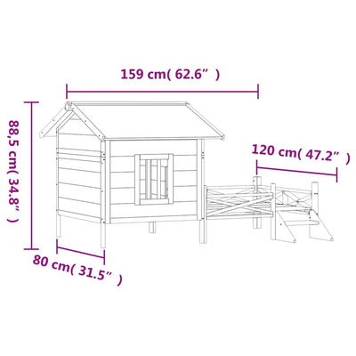 Dog Kennel Mocha 159x120x88.5 cm Solid Wood Pine