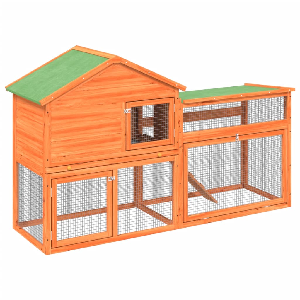 vidaXL Rabbit Hutch Brown 185,5x60,5x109,5 cm Solid Wood Pine 2