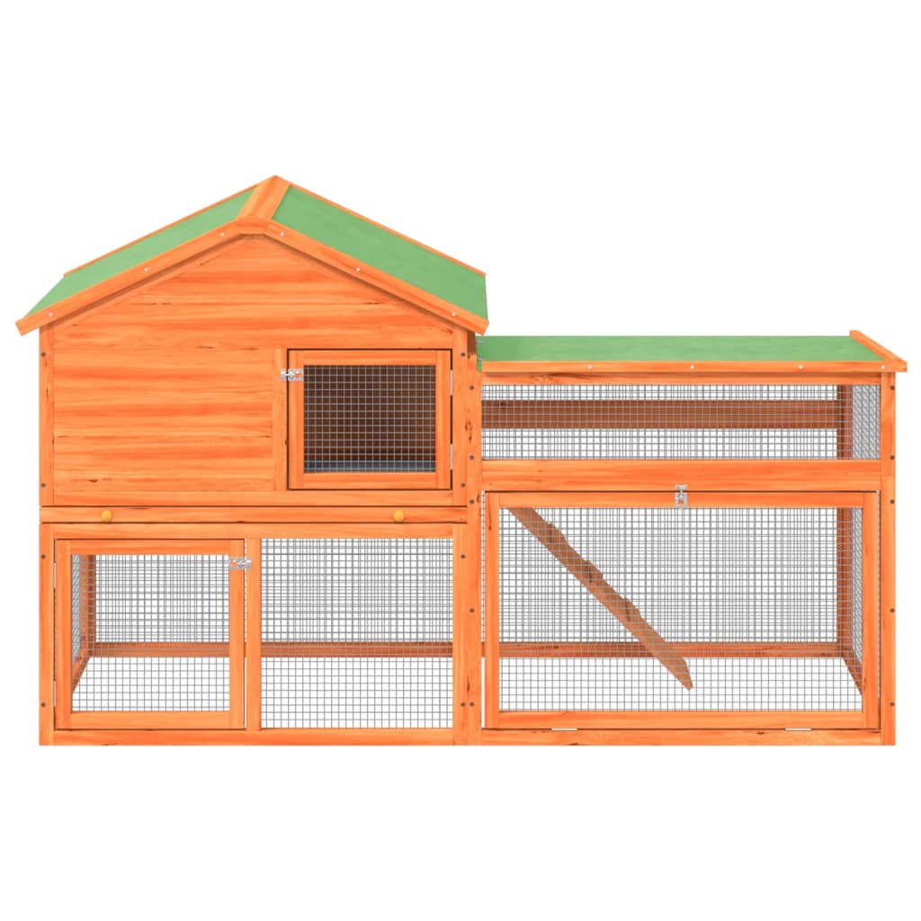 vidaXL Rabbit Hutch Brown 185,5x60,5x109,5 cm Solid Wood Pine 3