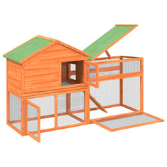 vidaXL Rabbit Hutch Brown 185,5x60,5x109,5 cm Solid Wood Pine 4