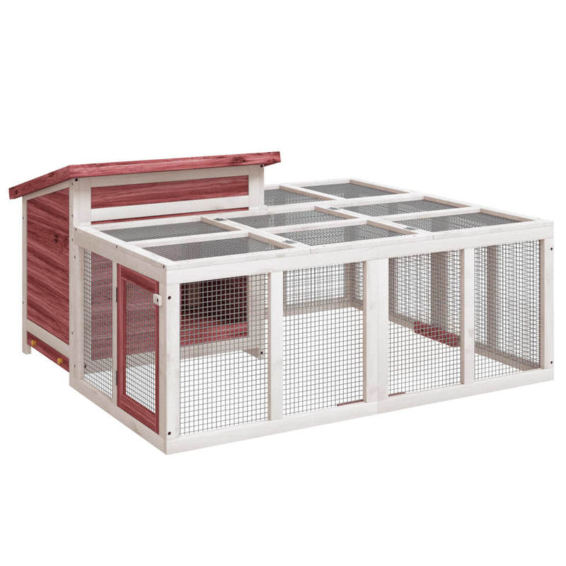 Rabbit Hutch Mocha 144x123x67.5 cm Solid Wood Pine