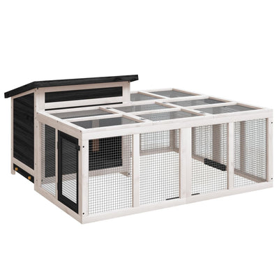 Rabbit Hutch Grey 144x123x67.5 cm Solid Wood Pine