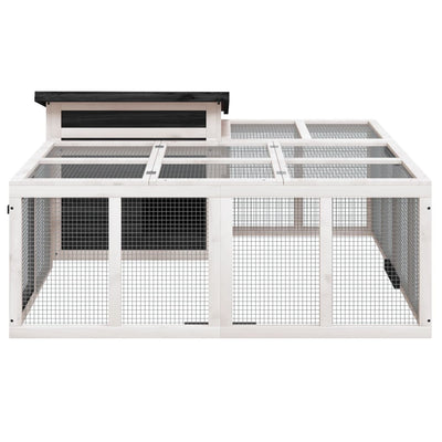 Rabbit Hutch Grey 144x123x67.5 cm Solid Wood Pine