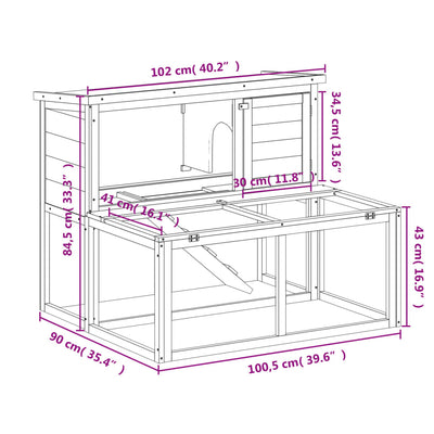 Rabbit Hutch Brown 102x90x84.5 cm Solid Wood Pine