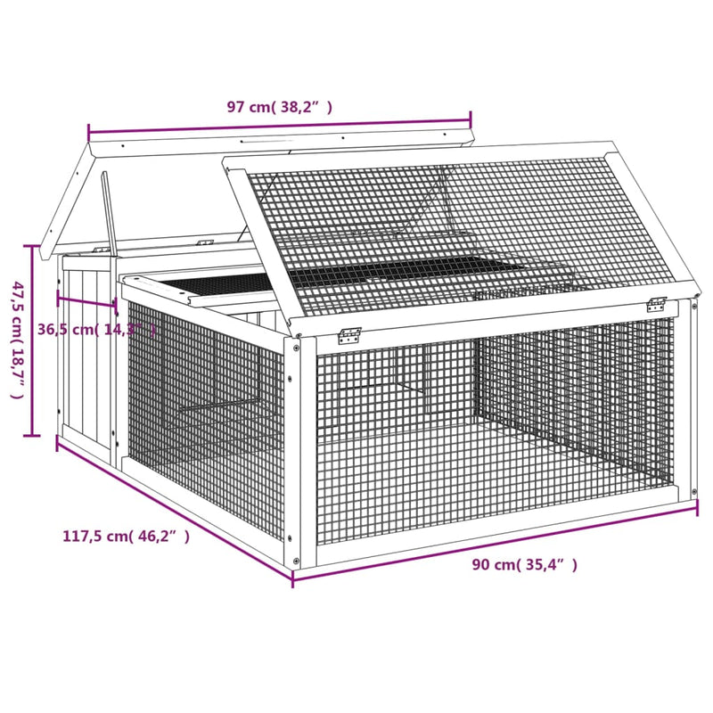 Rabbit Hutch Brown 117.5x97x47.5 cm Solid Wood Pine