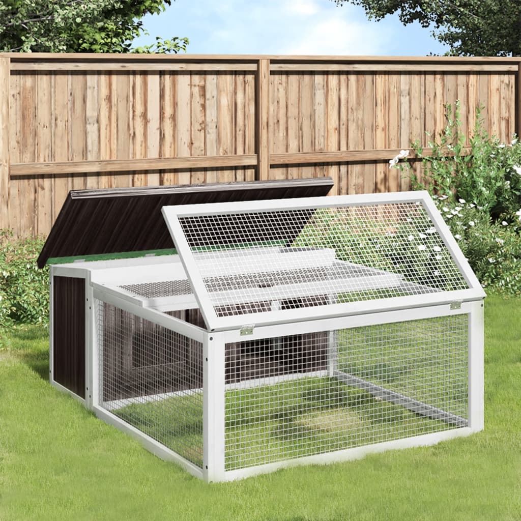 Rabbit Hutch 117,5x97x47,5 cm Solid Wood Pine Grey