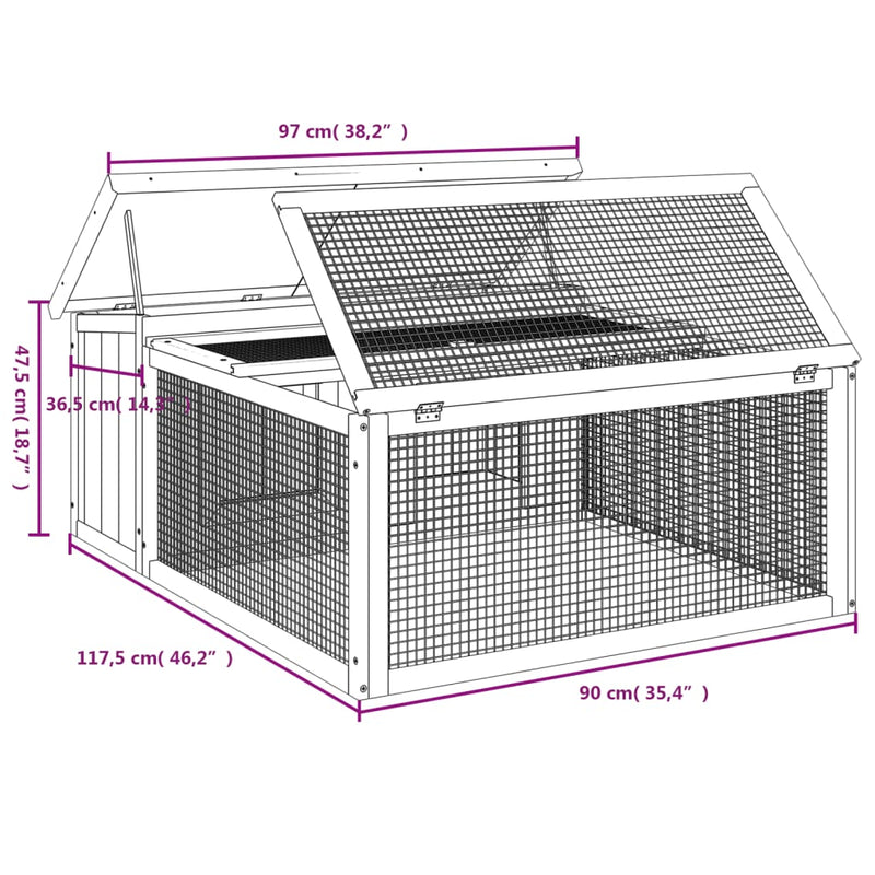 Rabbit Hutch Mocha 117.5x97x47.5 cm Solid Wood Pine