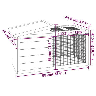 Rabbit Hutch Brown 100.5x54x55 cm Solid Wood Pine